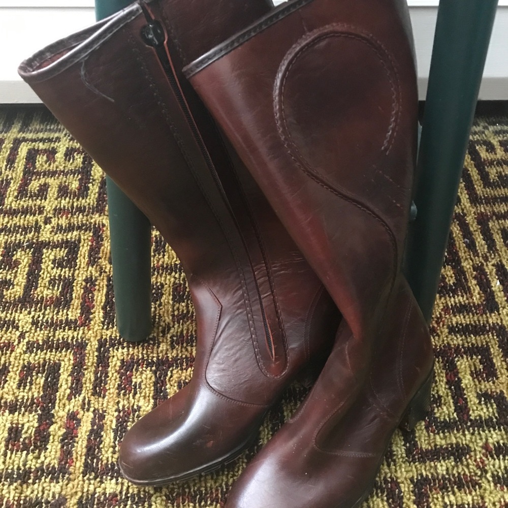 Vintage Women's Waterproof Tall Rubber Boots - Cognac